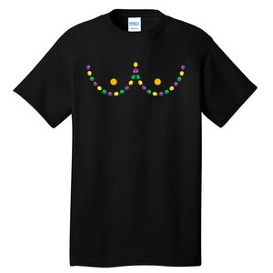 Boobs Mardi Gras Funny Beads Boobs Outline Tall T-Shirt