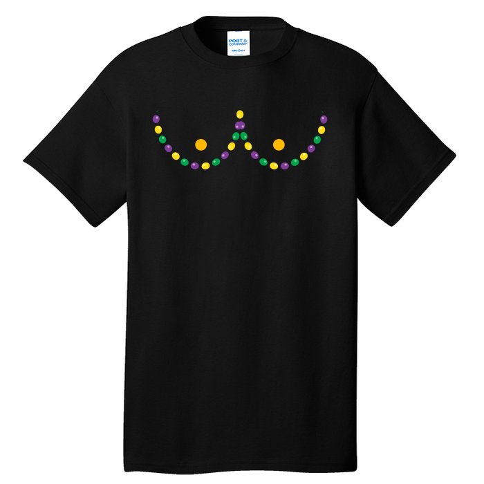 Boobs Mardi Gras Funny Beads Boobs Outline Tall T-Shirt