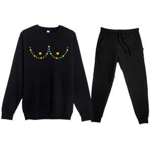 Boobs Mardi Gras Funny Beads Boobs Outline Premium Crewneck Sweatsuit Set