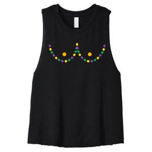 Boobs Mardi Gras Funny Beads Boobs Outline Women's Racerback Cropped Tank