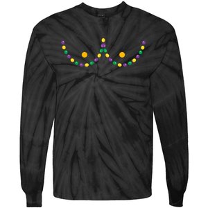 Boobs Mardi Gras Funny Beads Boobs Outline Tie-Dye Long Sleeve Shirt