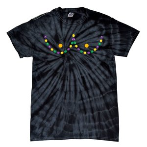 Boobs Mardi Gras Funny Beads Boobs Outline Tie-Dye T-Shirt