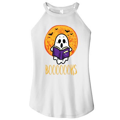 Boooks Moon Ghost Reading Halloween Bookworm Librarian Book Women’s Perfect Tri Rocker Tank