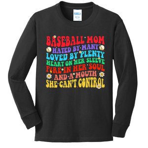 Baseball Mom Groovy Hated By Many Loved By Plenty Mommy Kids Long Sleeve Shirt