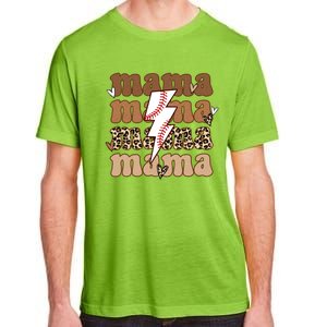 Baseball Mama Groovy Retro Son Baseball Team Mom Leopard Great Gift Adult ChromaSoft Performance T-Shirt