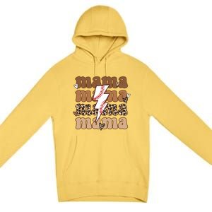 Baseball Mama Groovy Retro Son Baseball Team Mom Leopard Great Gift Premium Pullover Hoodie