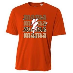 Baseball Mama Groovy Retro Son Baseball Team Mom Leopard Great Gift Cooling Performance Crew T-Shirt