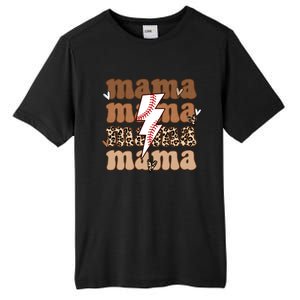 Baseball Mama Groovy Retro Son Baseball Team Mom Leopard Great Gift Tall Fusion ChromaSoft Performance T-Shirt