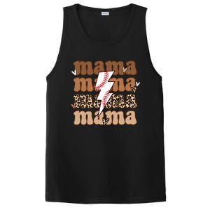 Baseball Mama Groovy Retro Son Baseball Team Mom Leopard Great Gift PosiCharge Competitor Tank