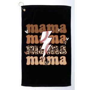 Baseball Mama Groovy Retro Son Baseball Team Mom Leopard Great Gift Platinum Collection Golf Towel