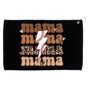 Baseball Mama Groovy Retro Son Baseball Team Mom Leopard Great Gift Grommeted Golf Towel