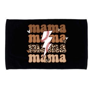 Baseball Mama Groovy Retro Son Baseball Team Mom Leopard Great Gift Microfiber Hand Towel