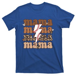 Baseball Mama Groovy Retro Son Baseball Team Mom Leopard Great Gift T-Shirt