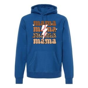 Baseball Mama Groovy Retro Son Baseball Team Mom Leopard Great Gift Premium Hoodie