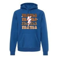 Baseball Mama Groovy Retro Son Baseball Team Mom Leopard Great Gift Premium Hoodie