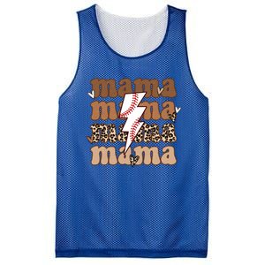 Baseball Mama Groovy Retro Son Baseball Team Mom Leopard Great Gift Mesh Reversible Basketball Jersey Tank