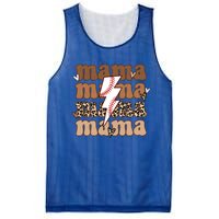 Baseball Mama Groovy Retro Son Baseball Team Mom Leopard Great Gift Mesh Reversible Basketball Jersey Tank