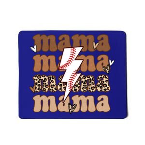 Baseball Mama Groovy Retro Son Baseball Team Mom Leopard Great Gift Mousepad