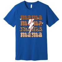 Baseball Mama Groovy Retro Son Baseball Team Mom Leopard Great Gift Premium T-Shirt