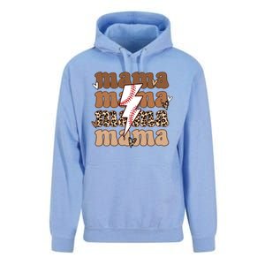 Baseball Mama Groovy Retro Son Baseball Team Mom Leopard Great Gift Unisex Surf Hoodie