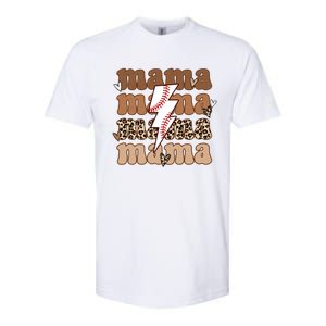 Baseball Mama Groovy Retro Son Baseball Team Mom Leopard Great Gift Softstyle CVC T-Shirt