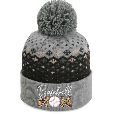 Baseball Mom Gift Leopard Print Cursive Script Cool Gift The Baniff Cuffed Pom Beanie