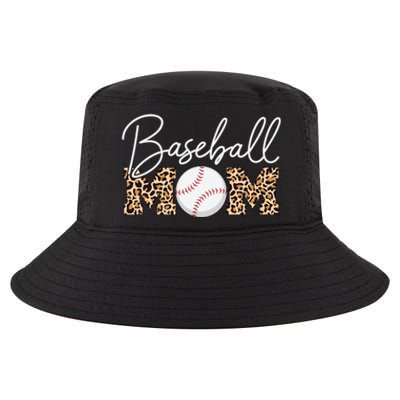 Baseball Mom Gift Leopard Print Cursive Script Cool Gift Cool Comfort Performance Bucket Hat