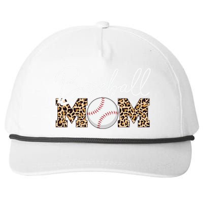 Baseball Mom Gift Leopard Print Cursive Script Cool Gift Snapback Five-Panel Rope Hat