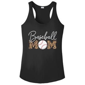 Baseball Mom Gift Leopard Print Cursive Script Cool Gift Ladies PosiCharge Competitor Racerback Tank