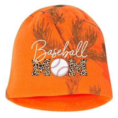 Baseball Mom Gift Leopard Print Cursive Script Cool Gift Kati - Camo Knit Beanie