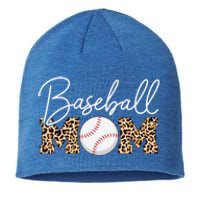 Baseball Mom Gift Leopard Print Cursive Script Cool Gift Sustainable Beanie