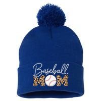 Baseball Mom Gift Leopard Print Cursive Script Cool Gift Pom Pom 12in Knit Beanie