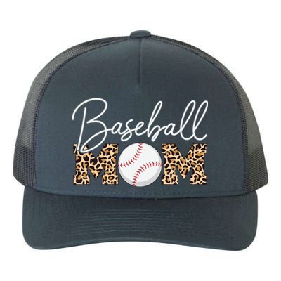 Baseball Mom Gift Leopard Print Cursive Script Cool Gift Yupoong Adult 5-Panel Trucker Hat