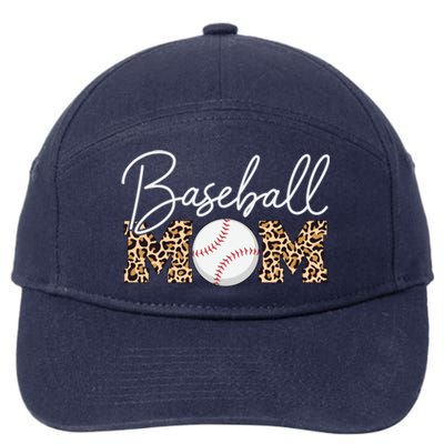 Baseball Mom Gift Leopard Print Cursive Script Cool Gift 7-Panel Snapback Hat