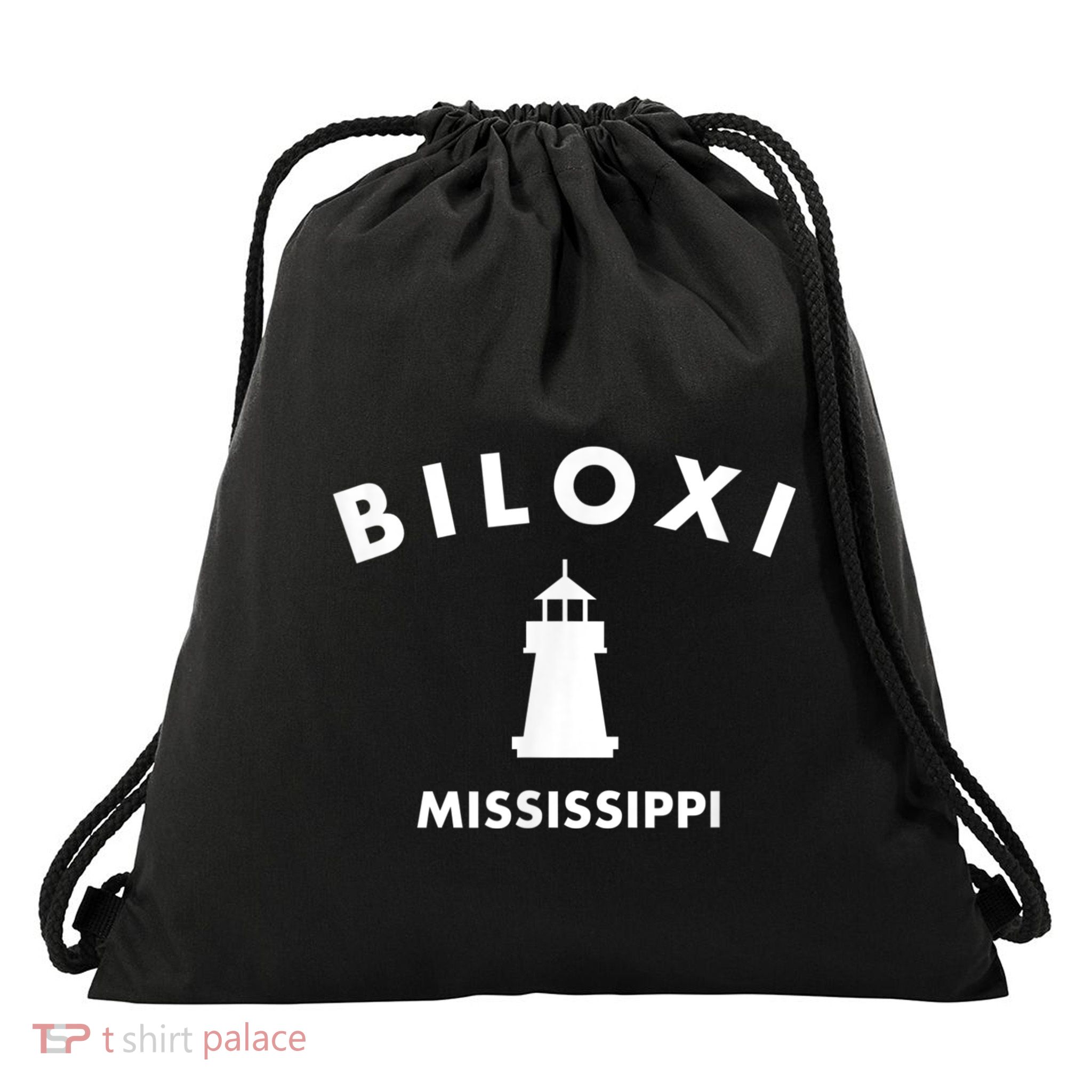 Biloxi Mississippi Gulf Of Mexico Lighthouse Drawstring Bag