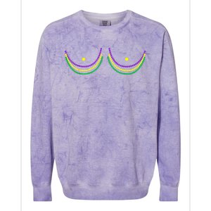 Boob Mardi Gras 2024 Funny Beads Boobs Colorblast Crewneck Sweatshirt