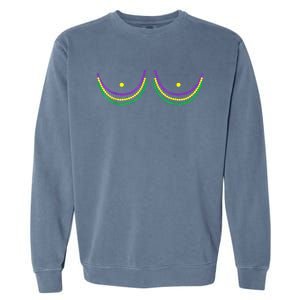 Boob Mardi Gras 2024 Funny Beads Boobs Garment-Dyed Sweatshirt