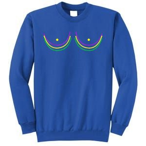 Boob Mardi Gras 2024 Funny Beads Boobs Tall Sweatshirt