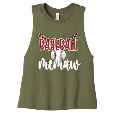 Baseball Memaw Grandma Baseball Player Memaw Gift Women's Racerback Cropped Tank