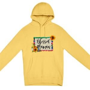 Blessed Mamaw Grandmother Floral Gift Premium Pullover Hoodie