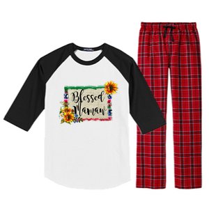 Blessed Mamaw Grandmother Floral Gift Raglan Sleeve Pajama Set