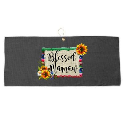 Blessed Mamaw Grandmother Floral Gift Large Microfiber Waffle Golf Towel