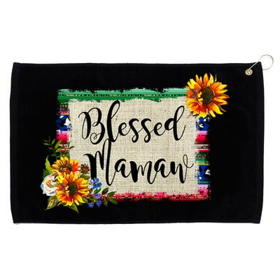 Blessed Mamaw Grandmother Floral Gift Grommeted Golf Towel