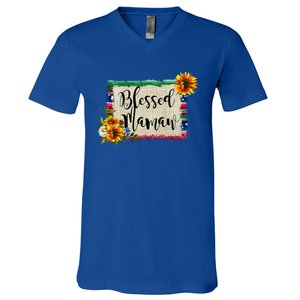 Blessed Mamaw Grandmother Floral Gift V-Neck T-Shirt