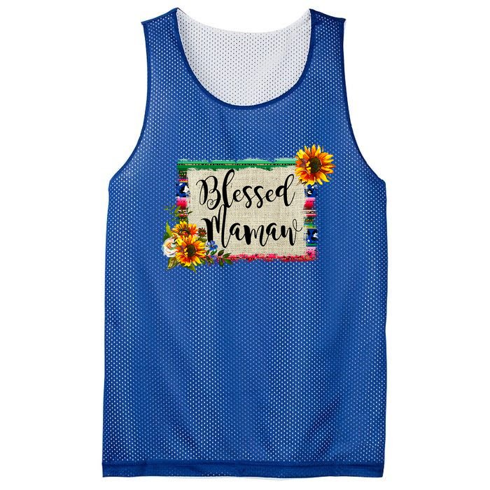 Blessed Mamaw Grandmother Floral Gift Mesh Reversible Basketball Jersey Tank