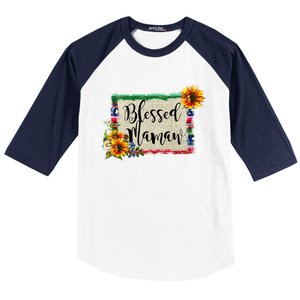 Blessed Mamaw Grandmother Floral Gift Baseball Sleeve Shirt