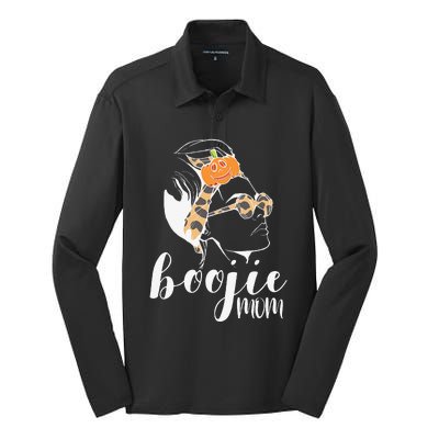 Boojie Mom Halloween Costume Mom Pumpkin Mommy Silk Touch Performance Long Sleeve Polo