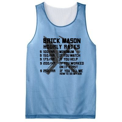 Brick Mason Hourly Rates Funny Bricklayer Labor Worker Funny Gift Funny Gift Mesh Reversible Basketball Jersey Tank