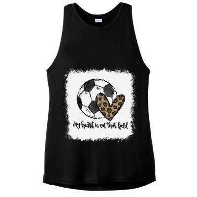 Bleached My Heart Is On That Field Soccer Mom Leopard Ladies PosiCharge Tri-Blend Wicking Tank
