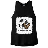 Bleached My Heart Is On That Field Soccer Mom Leopard Ladies PosiCharge Tri-Blend Wicking Tank